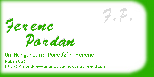 ferenc pordan business card